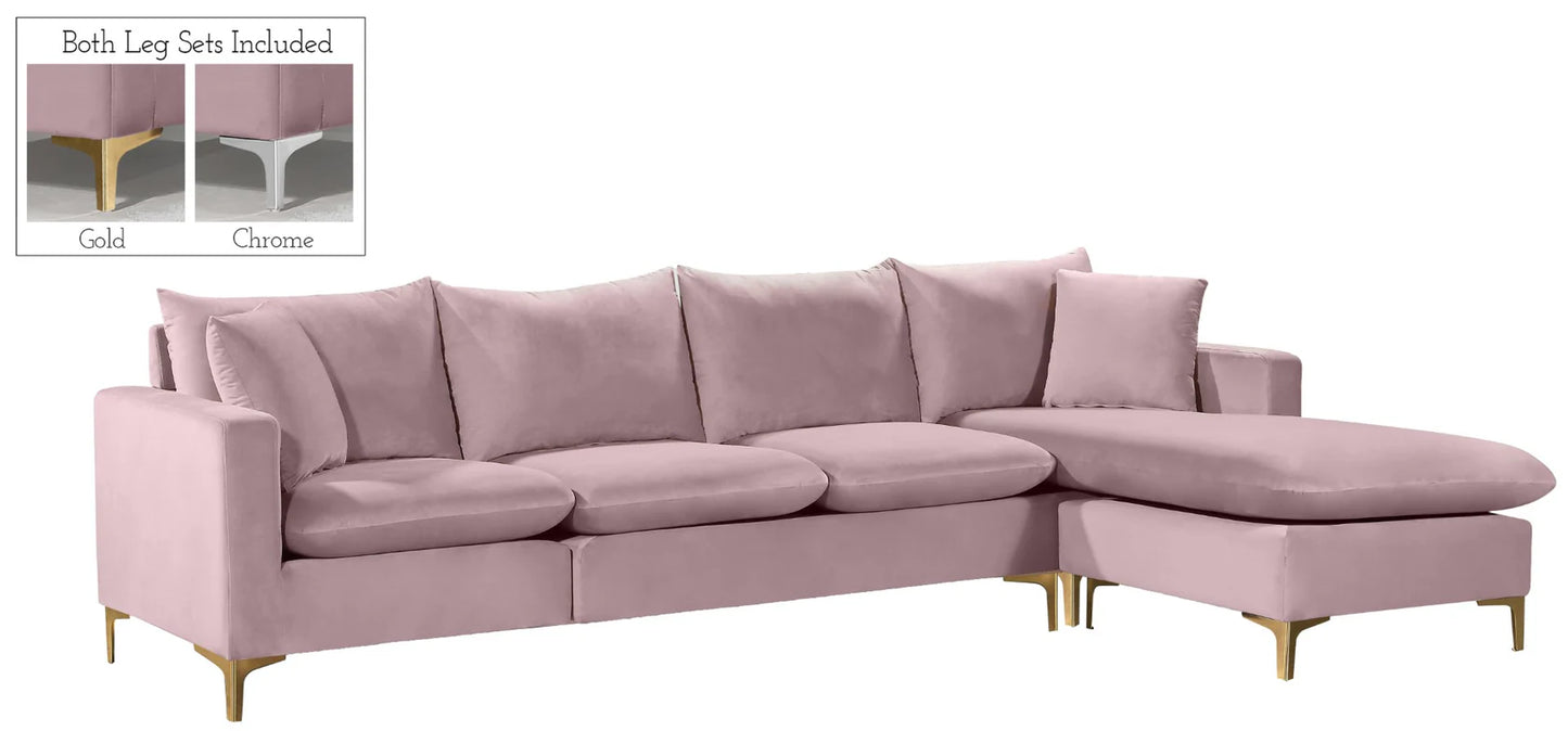 Naomi Velvet Upholstered Reversible Sectional – Luxe Looks Everyday Comfort