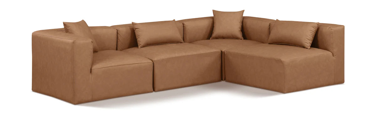 Cube 108 Vegan Leather Upholstered 4pc Modular Sectional – Sleek Spacious Seriously Comfy