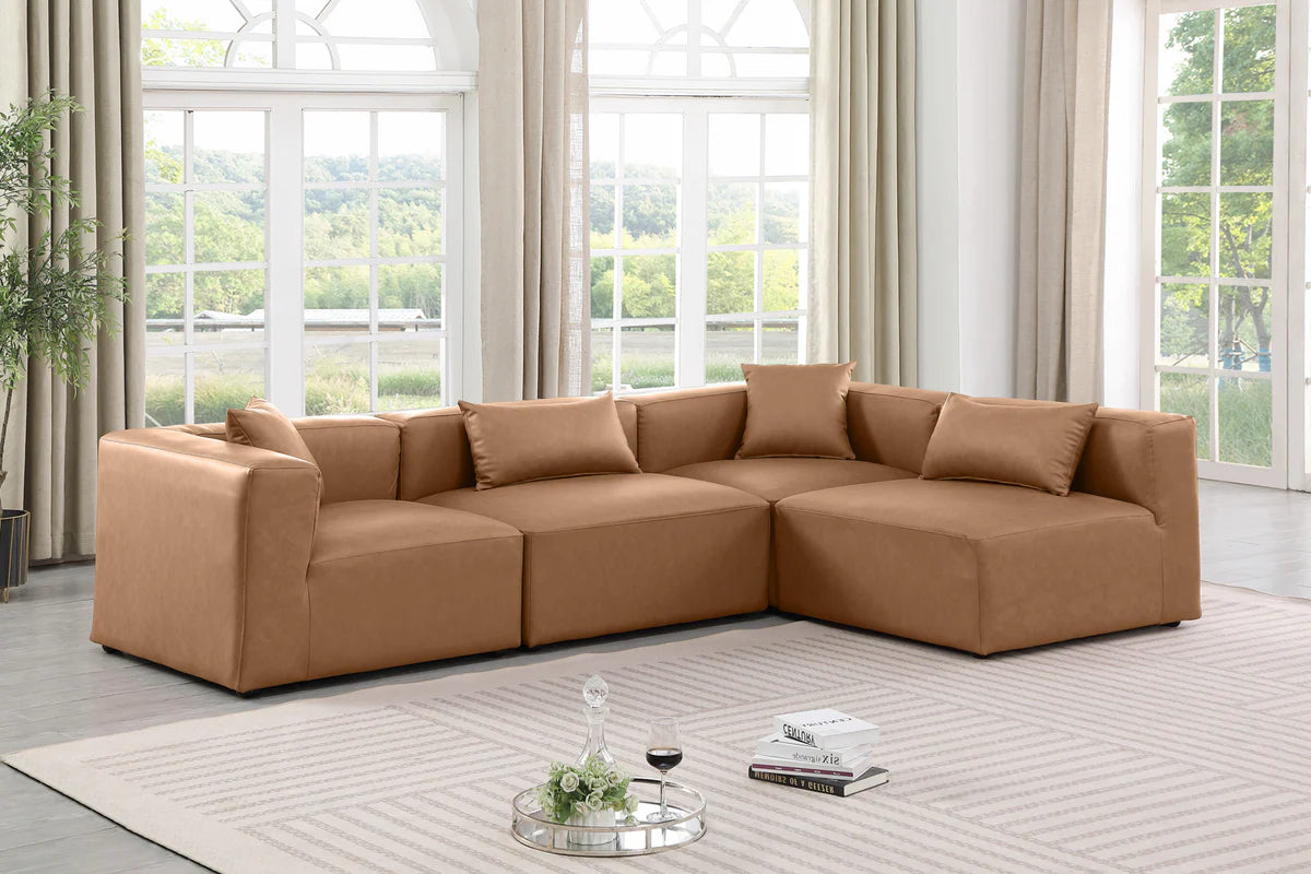 Cube 108 Vegan Leather Upholstered 4pc Modular Sectional – Sleek Spacious Seriously Comfy