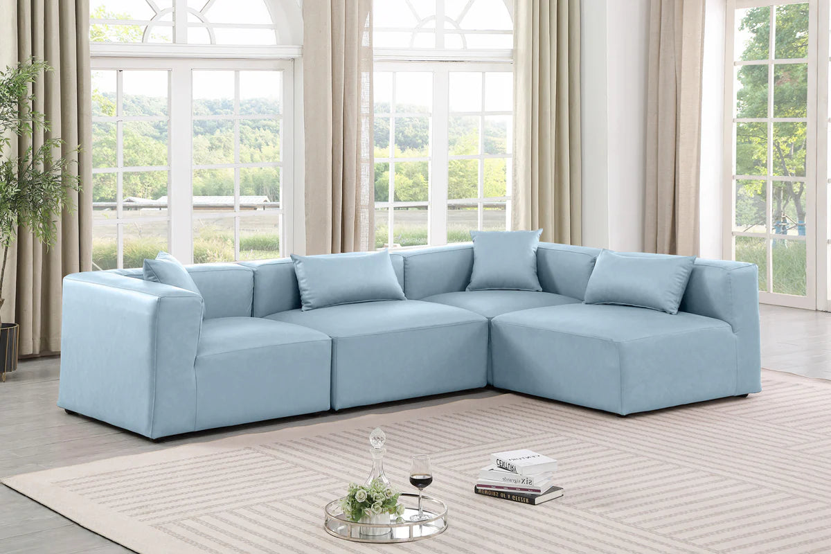 Cube 108 Vegan Leather Upholstered 4pc Modular Sectional – Sleek Spacious Seriously Comfy