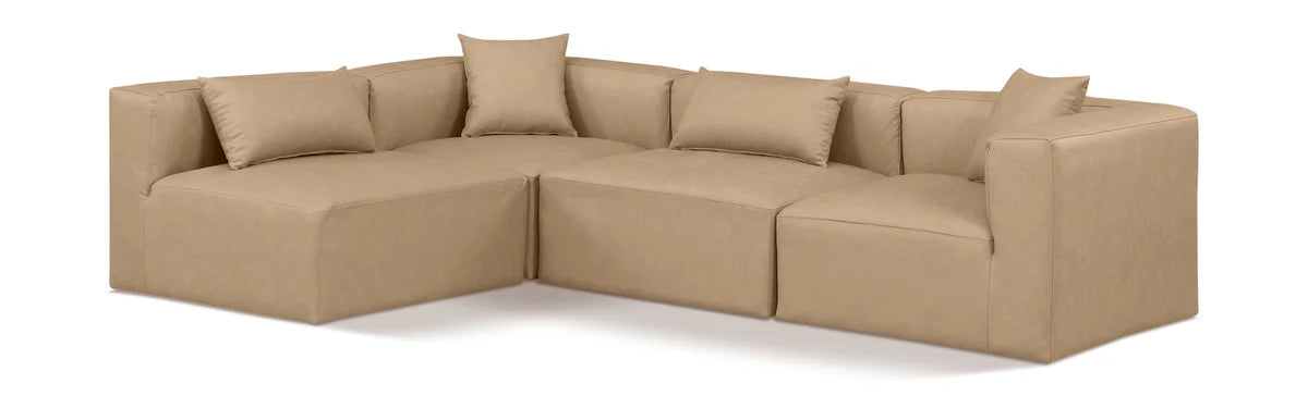 Cube 108 Vegan Leather Upholstered 4pc Modular Sectional – Sleek Spacious Seriously Comfy
