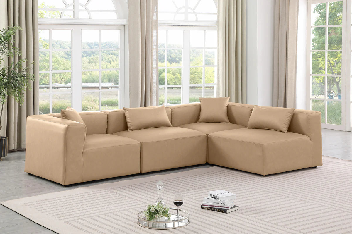Cube 108 Vegan Leather Upholstered 4pc Modular Sectional – Sleek Spacious Seriously Comfy
