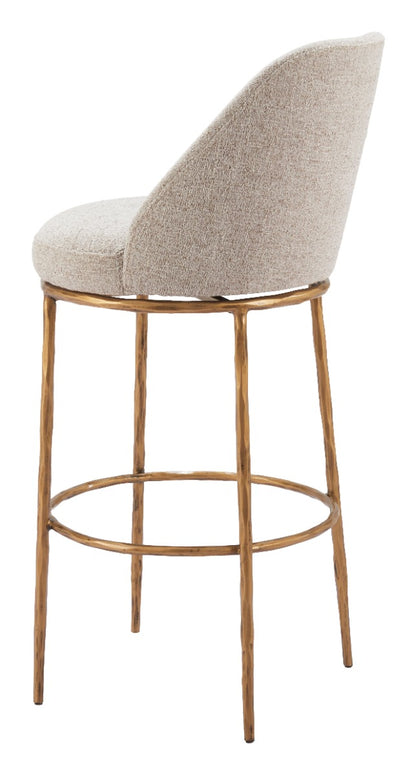 Nordhavn Swivel Barstool Beige & Gold – Chic Beige & Gold Swivel Barstool for Modern Kitchens or Bars