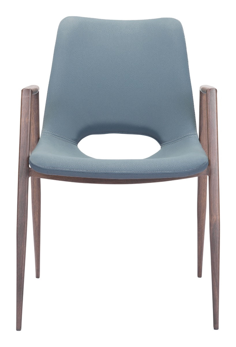 Desi Dining Chair (Set of 2) Azure Gray & Walnut