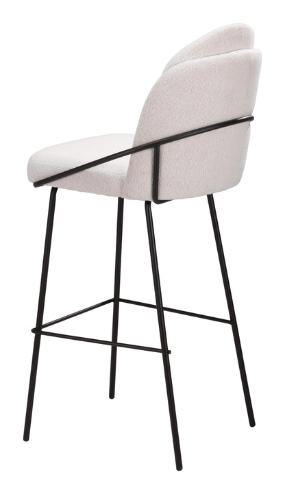 Jambi Barstool Set of 2 - Ivory Elegant and Comfortable Upholstered Barstools for Modern Kitchens and Bars