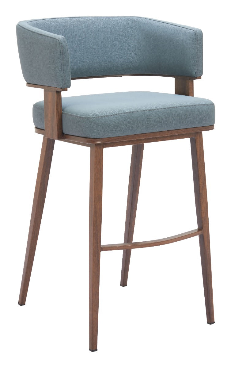 Poise Barstool (Set of 2) Azure Gray & Walnut