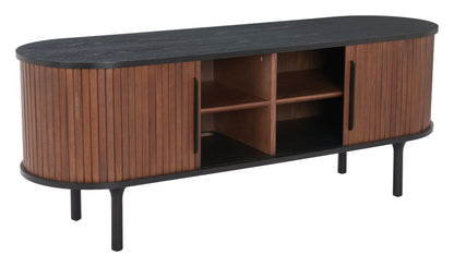 Koriana Entertainment Stand Black & Walnut – Modern Black & Walnut Entertainment Stand for Stylish Living Rooms