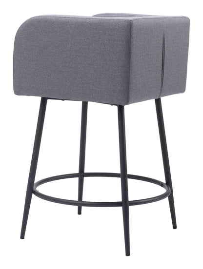 Horbat Counter Stool Set of 2 - Gray Stylish and Comfortable Upholstered Stools for Modern Kitchens and Dining Areas