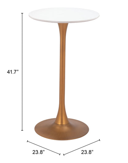 Auray Bar Table White & Gold