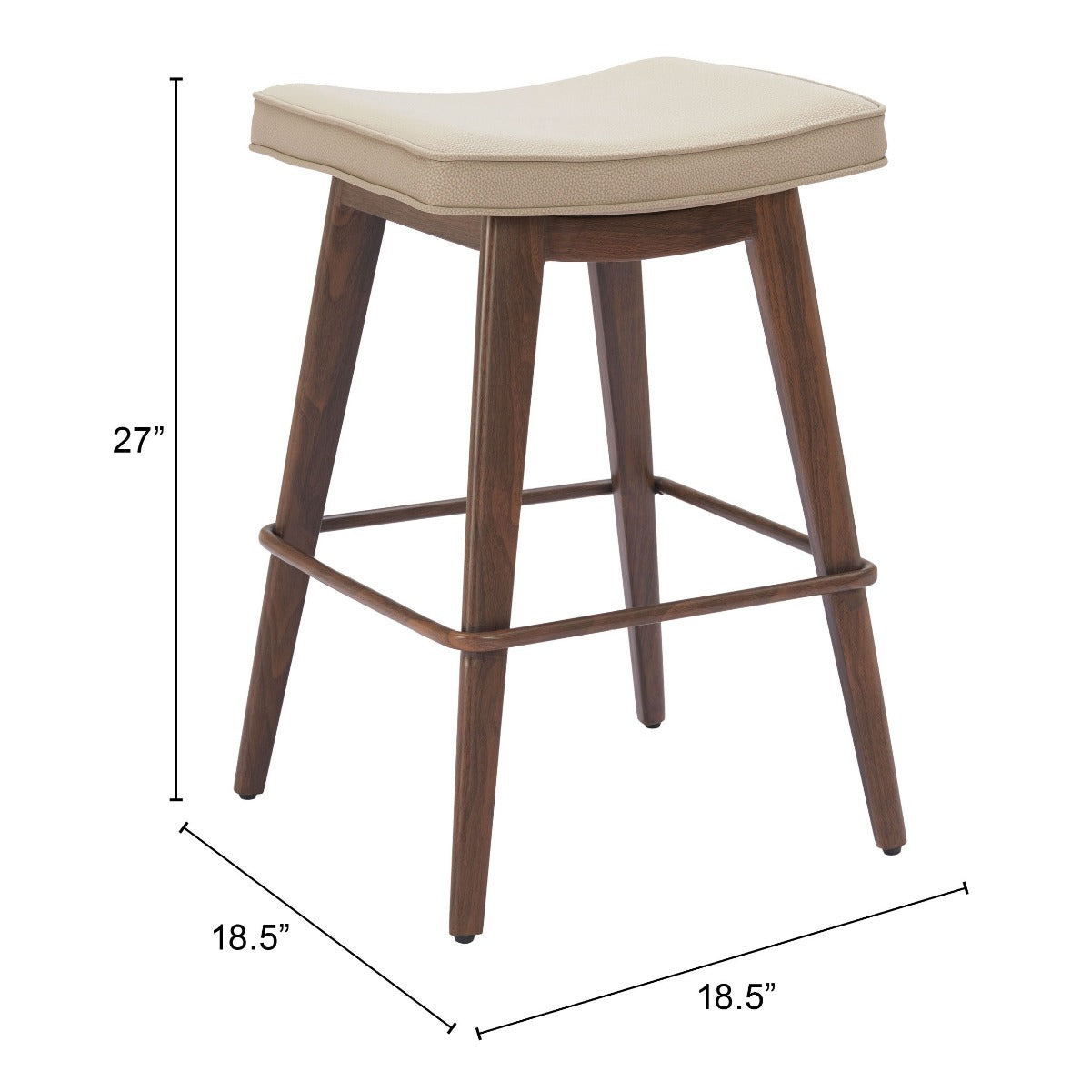 Divat Counter Stool (Set of 2) Beige & Walnut