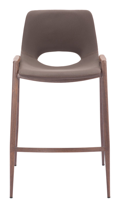 Desi Counter Stool Set of 2 - Sophisticated Brown & Walnut Design for Modern Kitchens and Dining Spaces