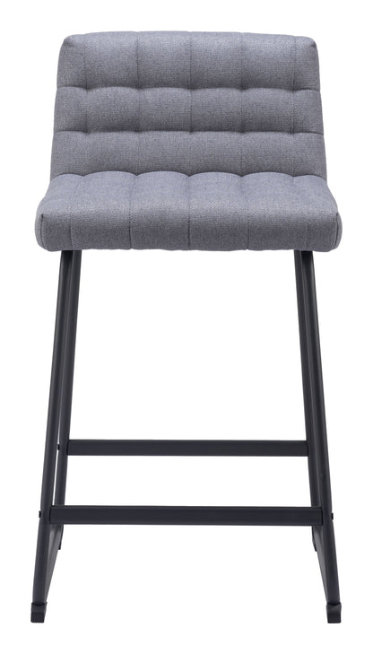 Pago Counter Stool Set of 2 - Gray Modern and Stylish Upholstered Stools for Contemporary Kitchens and Dining Spaces