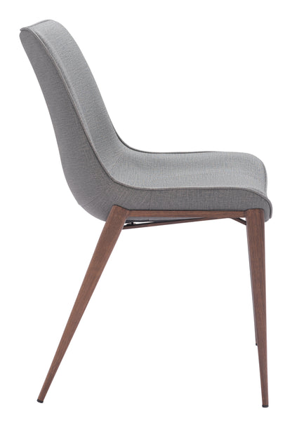 Magnus Dining Chair Set of 2 - Slate Gray & Walnut Modern and Stylish Upholstered Chairs for Elegant Dining Rooms