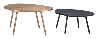 Castelo Coffee Table Set (2-Piece) - Brass & Black Stylish and Sophisticated Coffee Tables for Modern Living Rooms