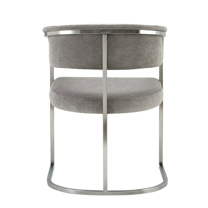 Modrest Sebastian Modern Grey Fabric Dining Chair with Stainless Steel Frame for Contemporary Dining Rooms