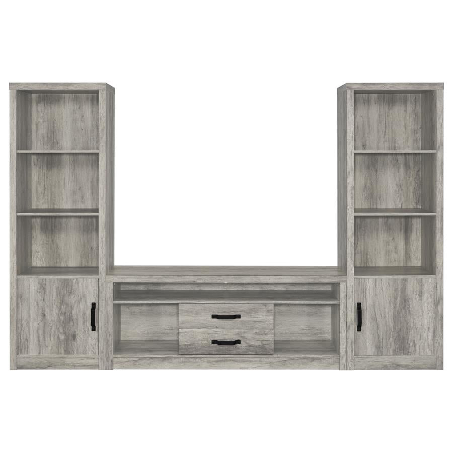 Burke 3-piece 59" TV Entertainment Center Grey Driftwood