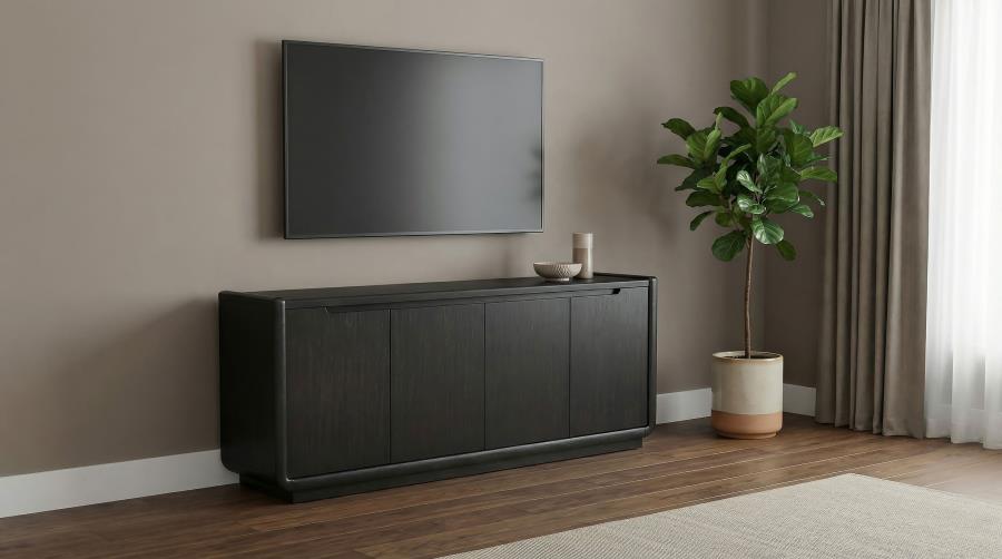 Leandro 72 Inch Burnished Black 4 Door TV Stand Media Console