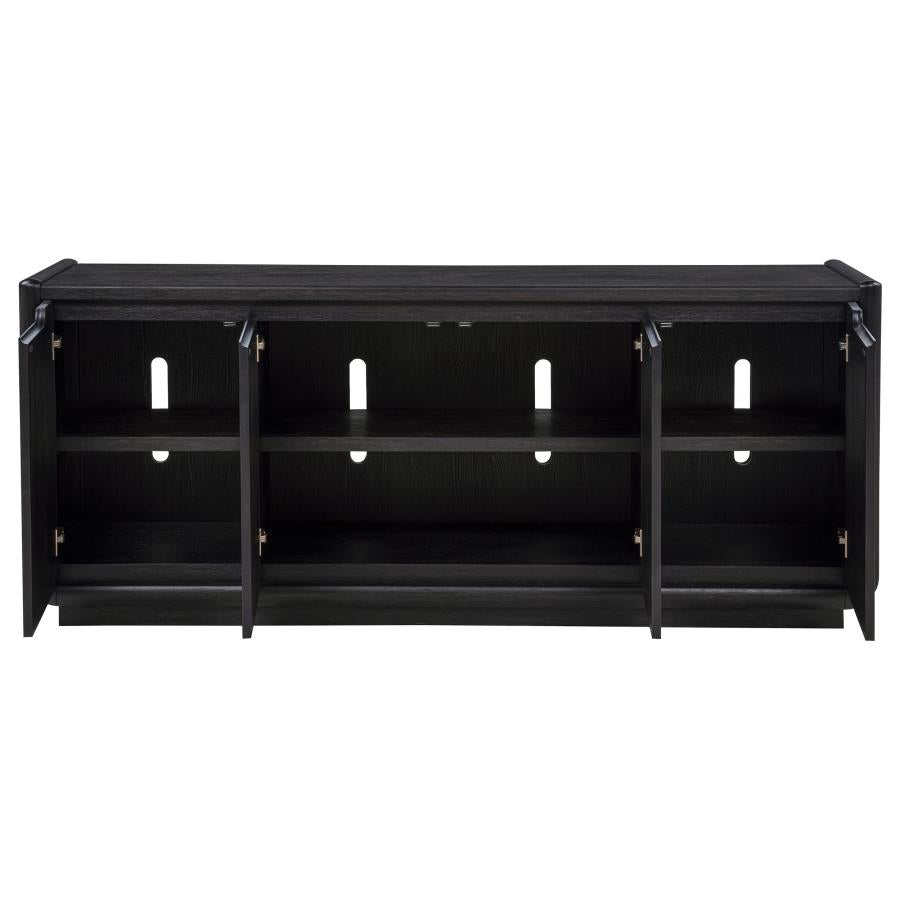 Leandro 72 Inch Burnished Black 4 Door TV Stand Media Console