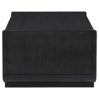 Leandro Burnished Black 2 Drawer Wood Cocktail Coffee Table
