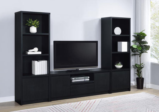 Winfield 3-Piece Black Entertainment Center with 60-Inch TV Stand – Modern Media Console Set