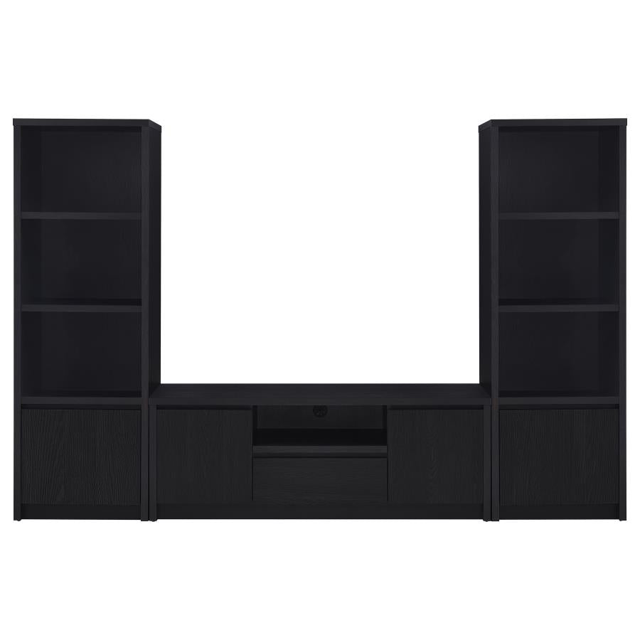 Winfield 3-Piece Black Entertainment Center with 60-Inch TV Stand – Modern Media Console Set