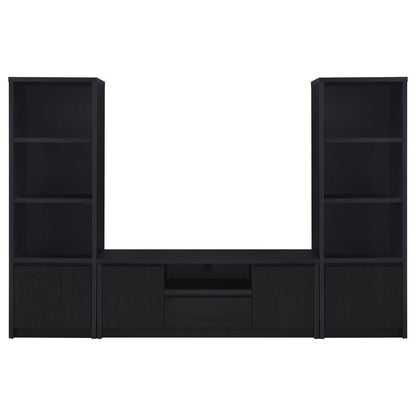 Winfield 3-Piece Black Entertainment Center with 60-Inch TV Stand – Modern Media Console Set