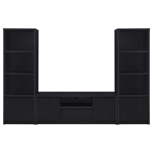 Winfield 3-Piece Black Entertainment Center with 60-Inch TV Stand – Modern Media Console Set