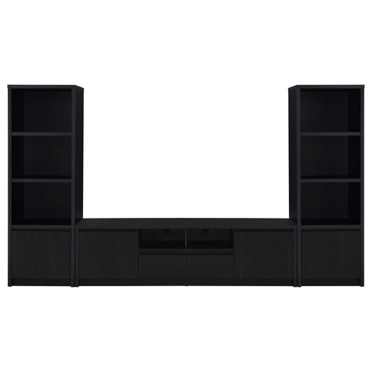 Winfield 3-Piece Black Entertainment Center with 78-Inch TV Stand – Modern Media Console Set