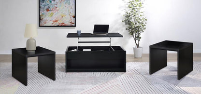 Knapp 3-Piece Black Lift-Top Coffee Table Set – Modern Storage & Functionality