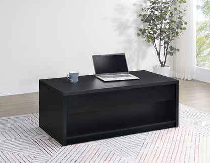 Knapp Lift-Top Cocktail Coffee Table with Dual Drawers in Black – Versatile Storage & Style