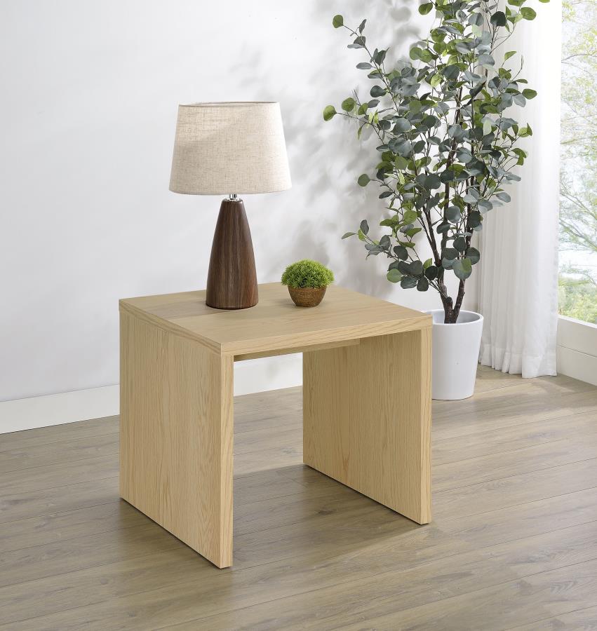Canoga Light Oak Engineered Wood Accent Side End Table - Modern Living Room Furniture