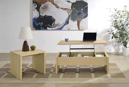Canoga 2-Piece Lift Top Cocktail Coffee Table Set in Light Oak - Versatile Living Room Furniture