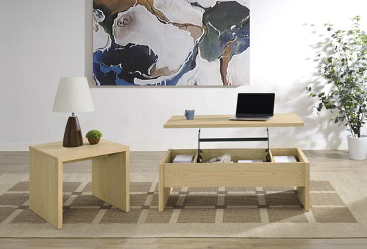 Canoga 2-Piece Lift Top Cocktail Coffee Table Set in Light Oak - Versatile Living Room Furniture