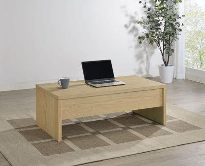 Canoga Light Oak Engineered Wood Lift Top Coffee Table - Functional Living Room Furniture
