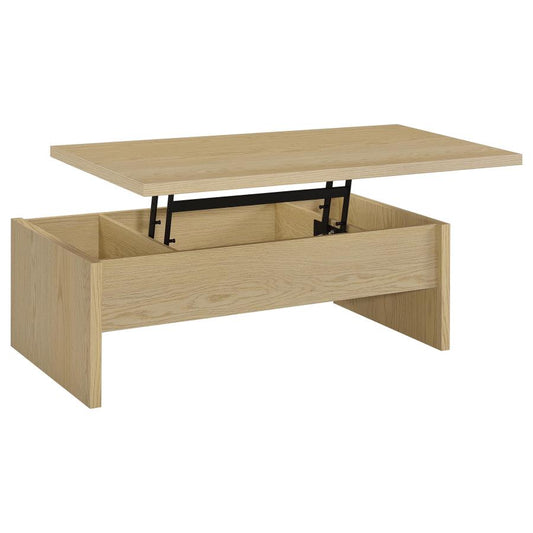 Canoga Light Oak Engineered Wood Lift Top Coffee Table - Functional Living Room Furniture