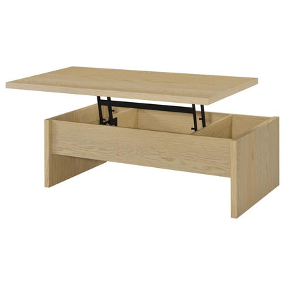 Canoga Light Oak Engineered Wood Lift Top Coffee Table - Functional Living Room Furniture