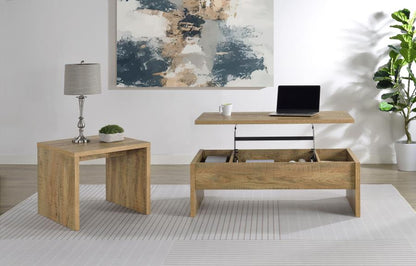 Canoga 2-Piece Lift Top Cocktail Coffee Table Set in Light Oak - Versatile Living Room Furniture