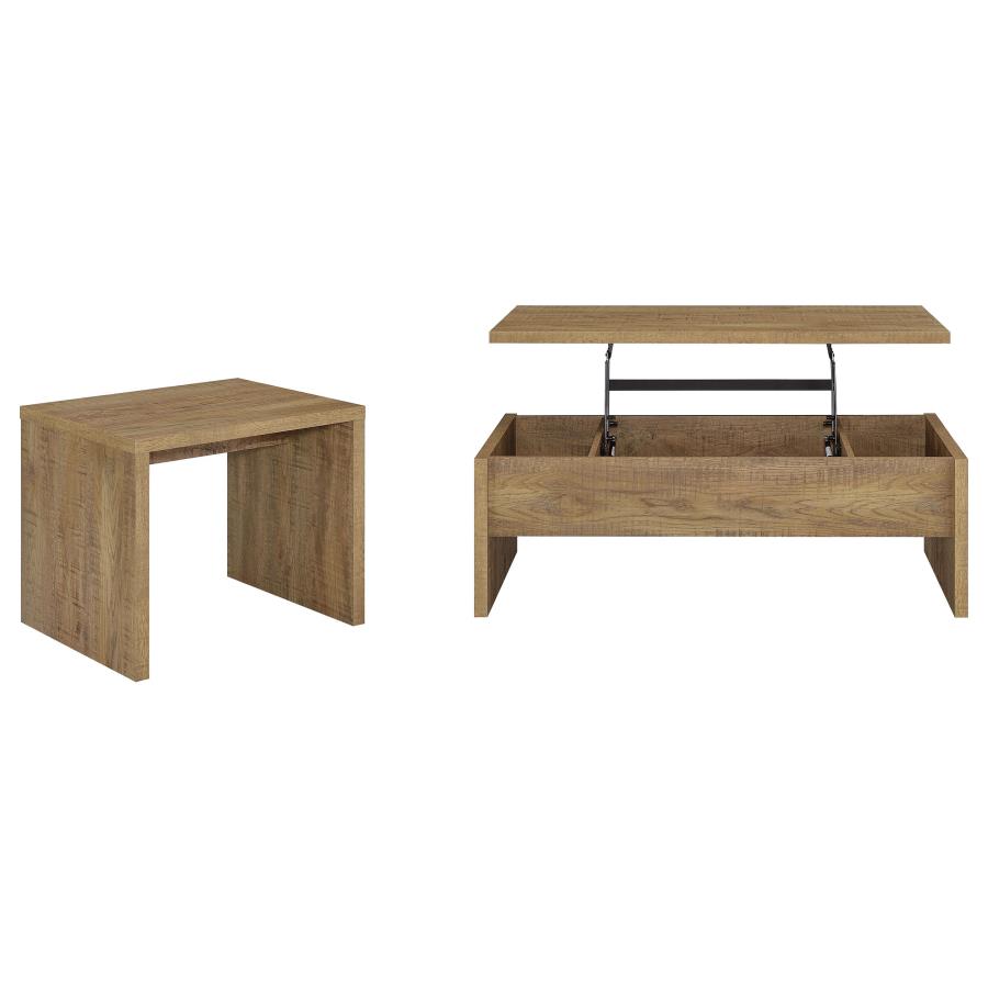 Canoga 2-Piece Lift Top Cocktail Coffee Table Set in Light Oak - Versatile Living Room Furniture