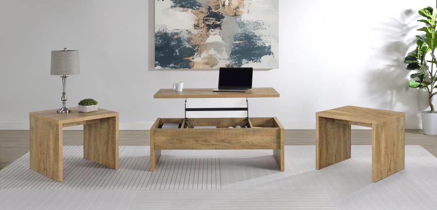 Canoga 3-Piece Lift Top Cocktail Coffee Table Set in Light Oak - Functional Living Room Furniture