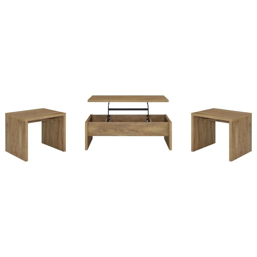 Canoga 3-Piece Lift Top Cocktail Coffee Table Set in Light Oak - Functional Living Room Furniture