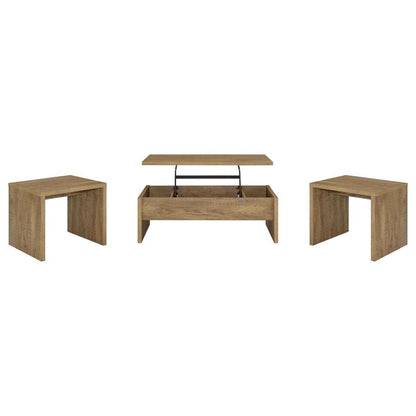 Canoga 3-Piece Lift Top Cocktail Coffee Table Set in Light Oak - Functional Living Room Furniture
