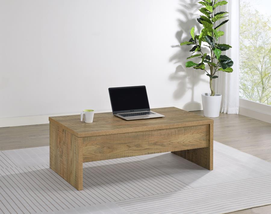 Canoga Light Oak Engineered Wood Lift Top Coffee Table - Functional Living Room Furniture