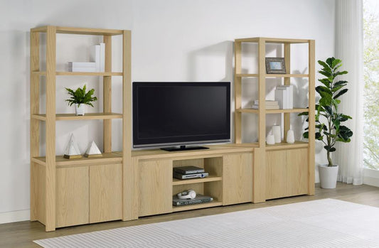 Laurelton 3-Piece Entertainment Center TV Stand in Light Oak - Modern Media Console