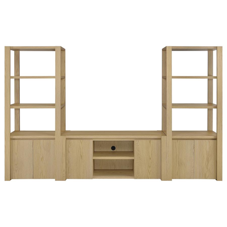 Laurelton 3-Piece Entertainment Center TV Stand in Light Oak - Modern Media Console