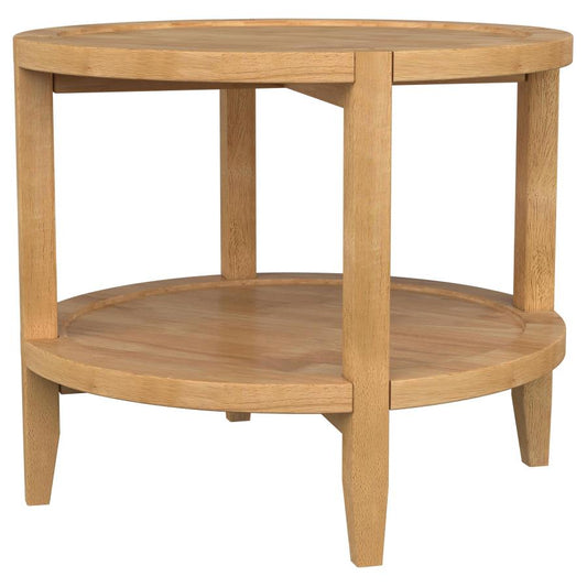 Camillo Round Solid Wood Side End Table Maple Brown - Classic and Timeless Accent for Your Living Space