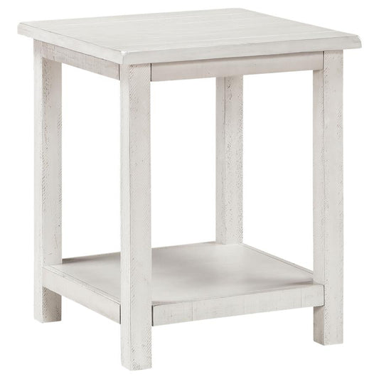 Payne Wood End Table with Shelf White