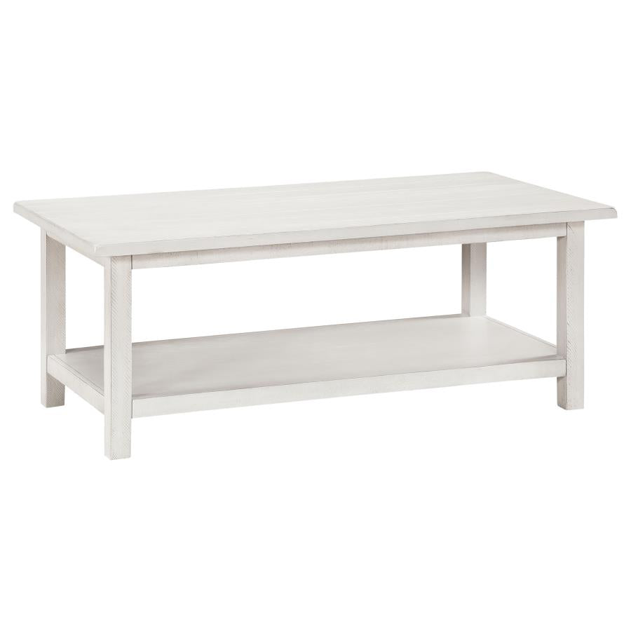 Payne Wood Coffee Table with Shelf White