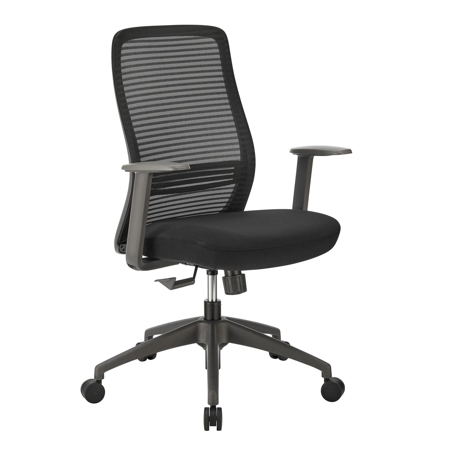 Kasper Mid-Back Office Chair in Black Mesh Back and Black Fabric Seat