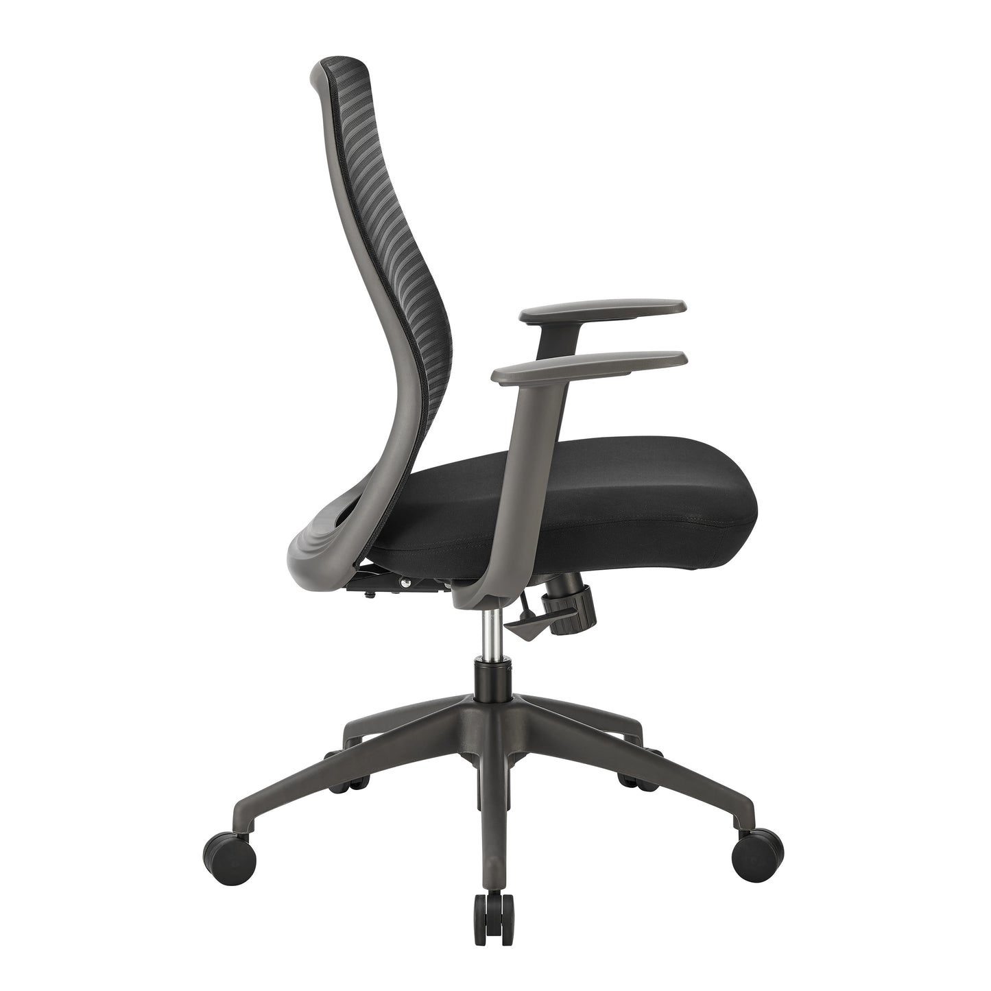 Kasper Mid-Back Office Chair in Black Mesh Back and Black Fabric Seat