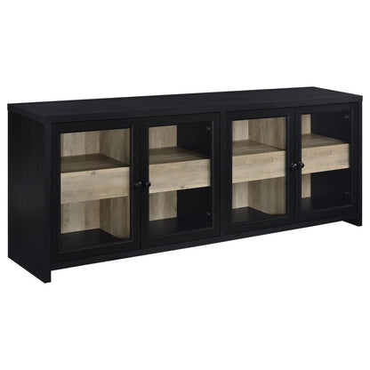 Denison 3-Piece Entertainment Center with 79-Inch TV Stand in Black - Modern Media Console Set